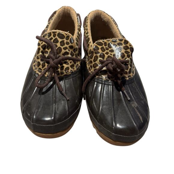 Sperry Top Sider Women's Leopard Print Rubber Duck Boot Shoes 9773334 Size 9 - Picture 2 of 8